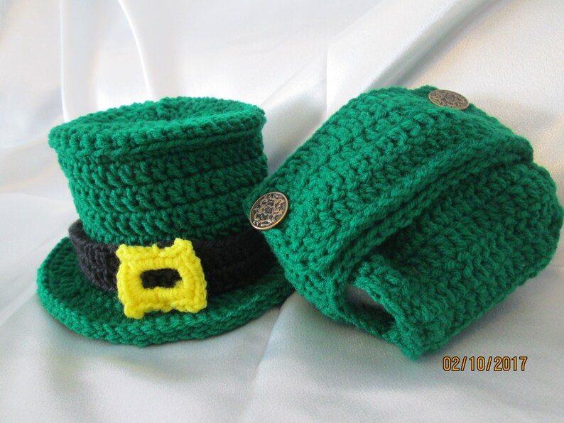 St. Patrick's Day Leprechaun Hat and Diaper Cover with Gold buckle-Costume GREAT PHOTO PROP image 2