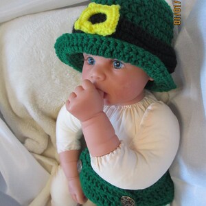 St. Patrick's Day Leprechaun Hat and Diaper Cover with Gold buckle-Costume GREAT PHOTO PROP image 1