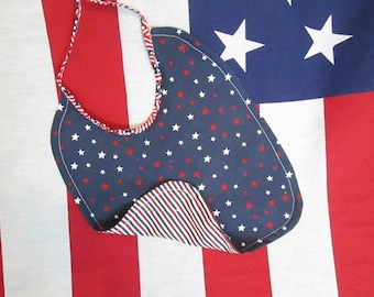 Patriotic Red/White/Blue Striped and Stars Reversible Baby Bib