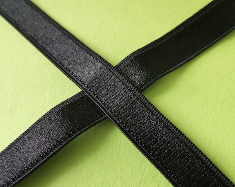 Black Bra Making Strap Elastic Satin Semi Sheen Plush Back 10mm Trim Sew