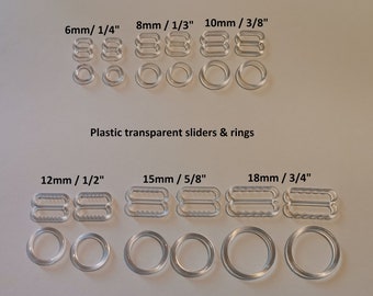 Plastic Transparent Sliders and Rings,Bra Strap Adjuster,Making,Lingerie Sewing,Swimwear,Buckle,Slides,Swimsuit,Tops,Bikini,Corset,Supply
