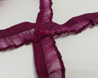 5 /100 Yards 5/8" (15mm) Purple Picot Elastic Back Finishing Elastic Picot Edge Latex Free Bramaking Supplies Bra Making