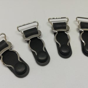 4pcs-3/4&quot;(20mm)-Silver+Black Garter Suspender Clips,Strap Adjuster,Making,Lingerie Sewing,Garter Belt,Buckle,Metal,Fastener,Stocking