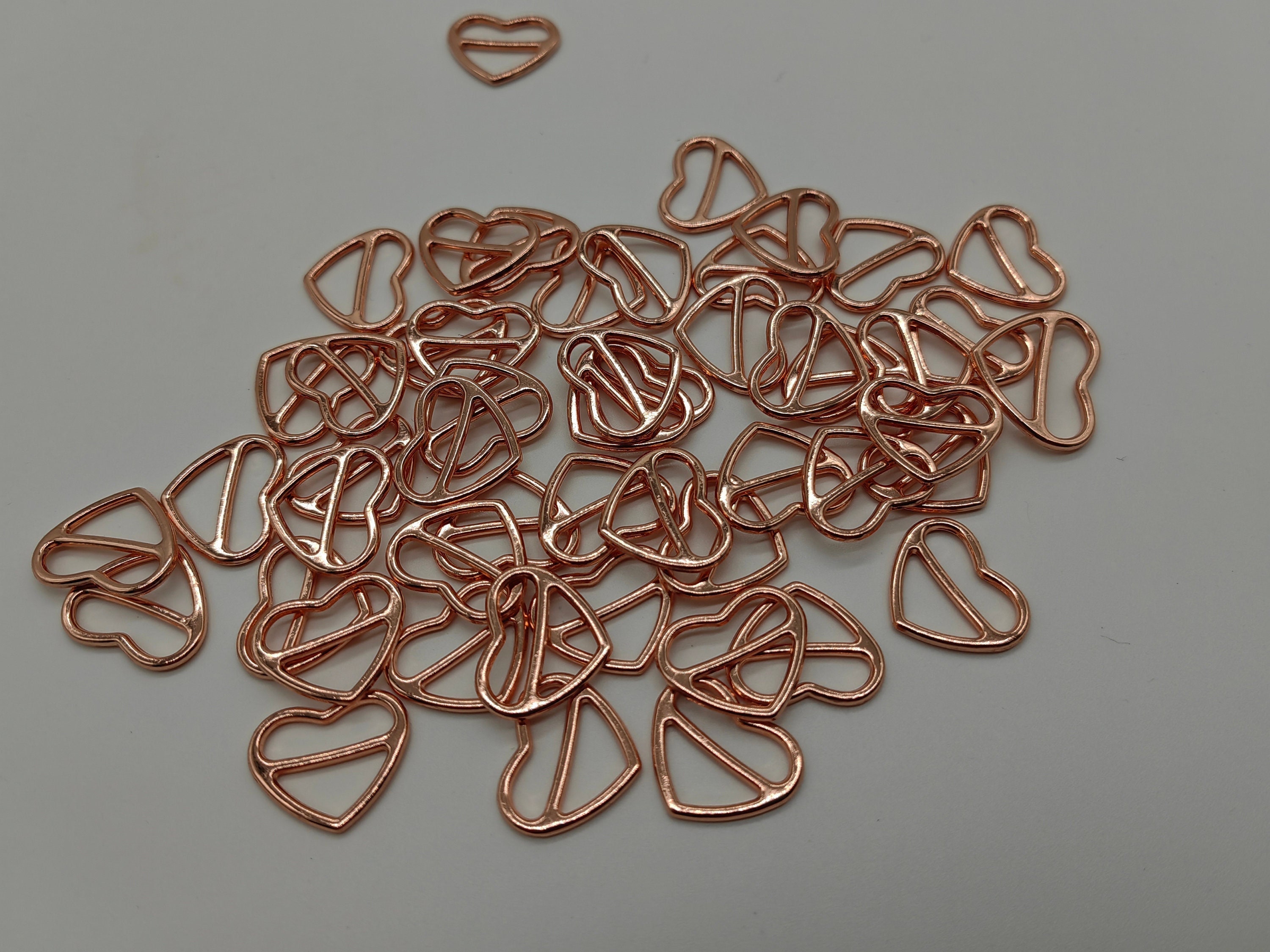 50pcs-5/815mm Rose Gold Heart Sliders,bra Strap Adjuster,making