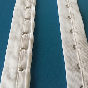 Blanco gancho continuo y cinta de ojos 1 fila de lencería de ojos haciendo cierres de sujetador 25mm /1" de ancho para Bra Making Lingerie Costura Calor Sellado imagen 1