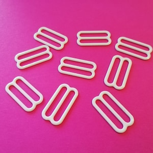 50pcs-3/4"(20mm)White Sliders,Bra Strap Adjuster,Making,Lingerie Sewing,Swimwear,Nickel Free,Buckle,Metal,Slides,Swimsuit,Tops,Bikini,Corset