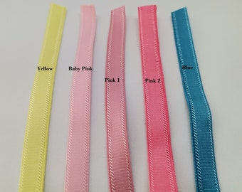 5 Yards 3/8 &quot;(10mm) Giallo, Rosa baby, Rosa 1, Rosa 2, Blu - Reggiseno elastico in peluche in raso Per la produzione di lingerie Cucire