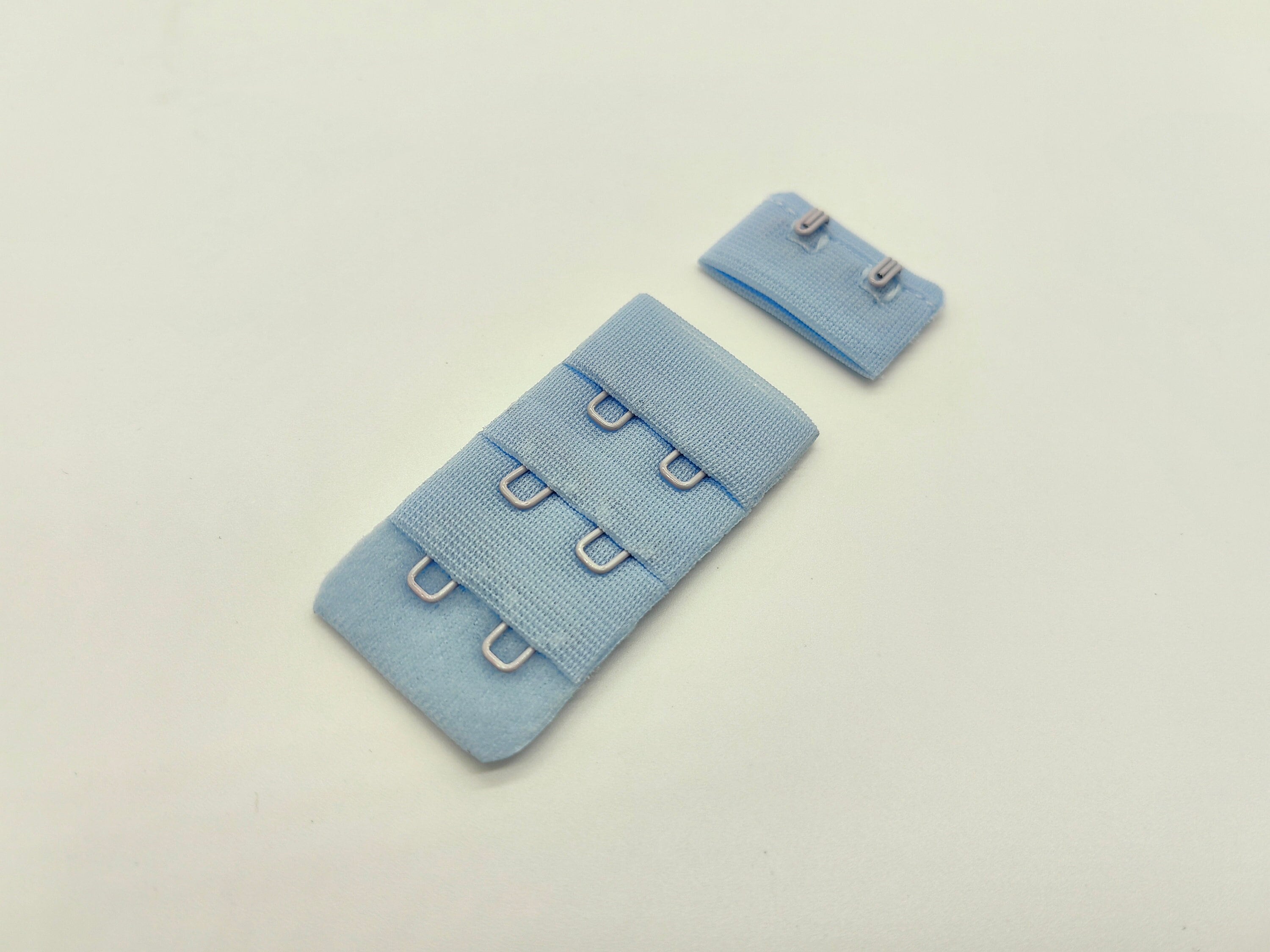 Baby Blue 2 Hook and Eye Bra Closures 1.10" x 2.08" for Bra Making Bramaking and Lingerie Sewing Heat Sealed By the Set or By The Dozen