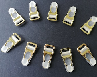 4pcs - 1/2&quot;(12mm)-Gold Garter Suspender Clips,Strap Adjuster,Making,Lingerie Sewing,Swimwear,Nickel Free,Buckle,Metal,Slides,Swimsuit