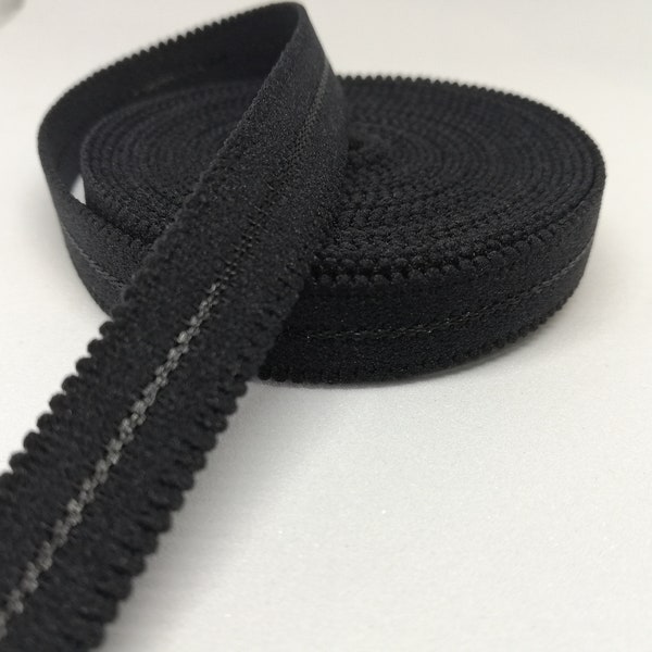 5 Yards/200 Yards 1/2" (12mm) Black Satin Plush Back Bra Strap Elastic Bra Making Bramaking Supplies Lingerie Sewing Latex Free Factory Dyed