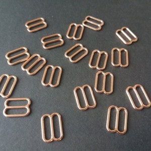 50pieces-3/8&quot;(10mm)-Rose Gold Sliders,Bra Strap Adjuster,Making,Lingerie Sewing,Swimwear,Nickel Free,Buckle,Metal,Slides,Swimsuit,Top,Bikini