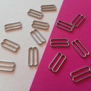 Deslizadores de plata de 3/4" (20 mm), ajustador de tiras de sujetador, confección, costura de lencería, trajes de baño, sin níquel, hebilla, metal, deslizadores, trajes de baño, tops, bikini, corsé