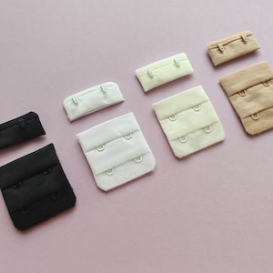 50pcs - Two Hook and Eye Bra Closures,Bra Making,Black,White,Beige (Nude),Ecru,Lingerie Sewing Heat Sealed,Corset,Top,Adjuster,Body,