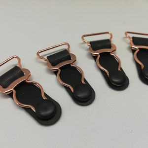 20mm 13/16" Rose Gold with Black rubber Garter / Suspender Clips Set of Lingerie Making Nickel Free