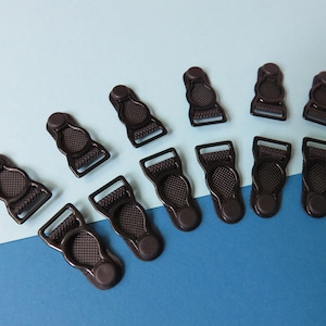 50 piezas de clips para ligas de 3/8" (10 mm), color negro, para ajustar correas, para confeccionar, para coser lencería, para trajes de baño, sin níquel, con hebillas de metal, para deslizadores, para trajes de baño, para blusas