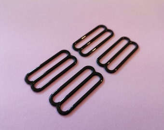 1 1/4" (30mm)- Black Sliders,Bra Strap Adjuster,Making,Lingerie Sewing,Swimwear,Nickel Free,Buckle,Metal,Slides,Swimsuit,Tops,Bikini,Corset