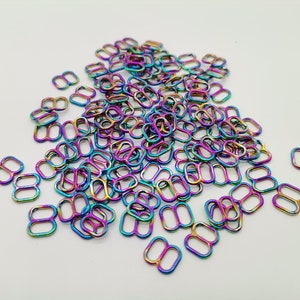 1/4"(6mm)-Colorful/Rainbow Sliders,Bra Strap Adjuster,Making,Lingerie Sewing,Swimwear,Nickel Free,Buckle,Metal,Slides,Swimsuit,Tops,Bikini