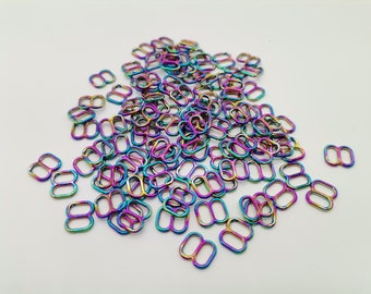 1/4"(6mm) Colorful/Rainbow Sliders,Bra Strap Adjuster,Making,Lingerie Sewing,Swimwear,Nickel Free,Buckle,Metal,Slides,Swimsuit,Tops,Bikini