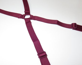 1/2" (480mm/12mm) Red wine Satin Plush Back Bra Strap Elastic Bra Making Bramaking Supplies Lingerie Sewing Latex Free Factory Dyed