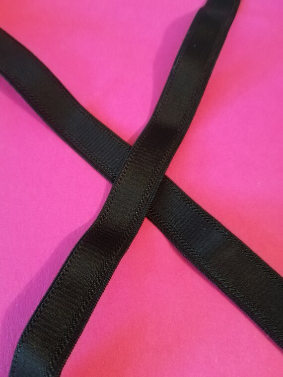 Plush Back 12mm Black Original Satin Semi Sheen Strap Elastic Bra Making