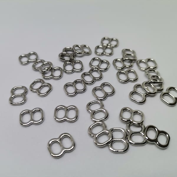 1/6" 4mm Silver Sliders,Bra Strap Adjuster,Bra Making,Lingerie Sewing,Swimwear,Nickel Free,Buckle,figure 8,Metal,Slides,Halter,Swimsuit,Tops