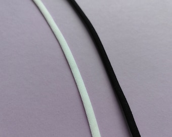 5 Yards/Meters - 1/4" (6mm) White/Black Satin Plush Back Bra Strap Elastic Bra Making Bramaking Supplies Lingerie Sewing Latex Free Factory