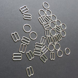 50pcs-1/2&quot;(12mm)-Silver Rings and Sliders,Bra Strap Adjuster,Making,Lingerie Sewing,Swimwear,Nickel Free,Buckle,Metal,Slides,Swimsuit,Tops