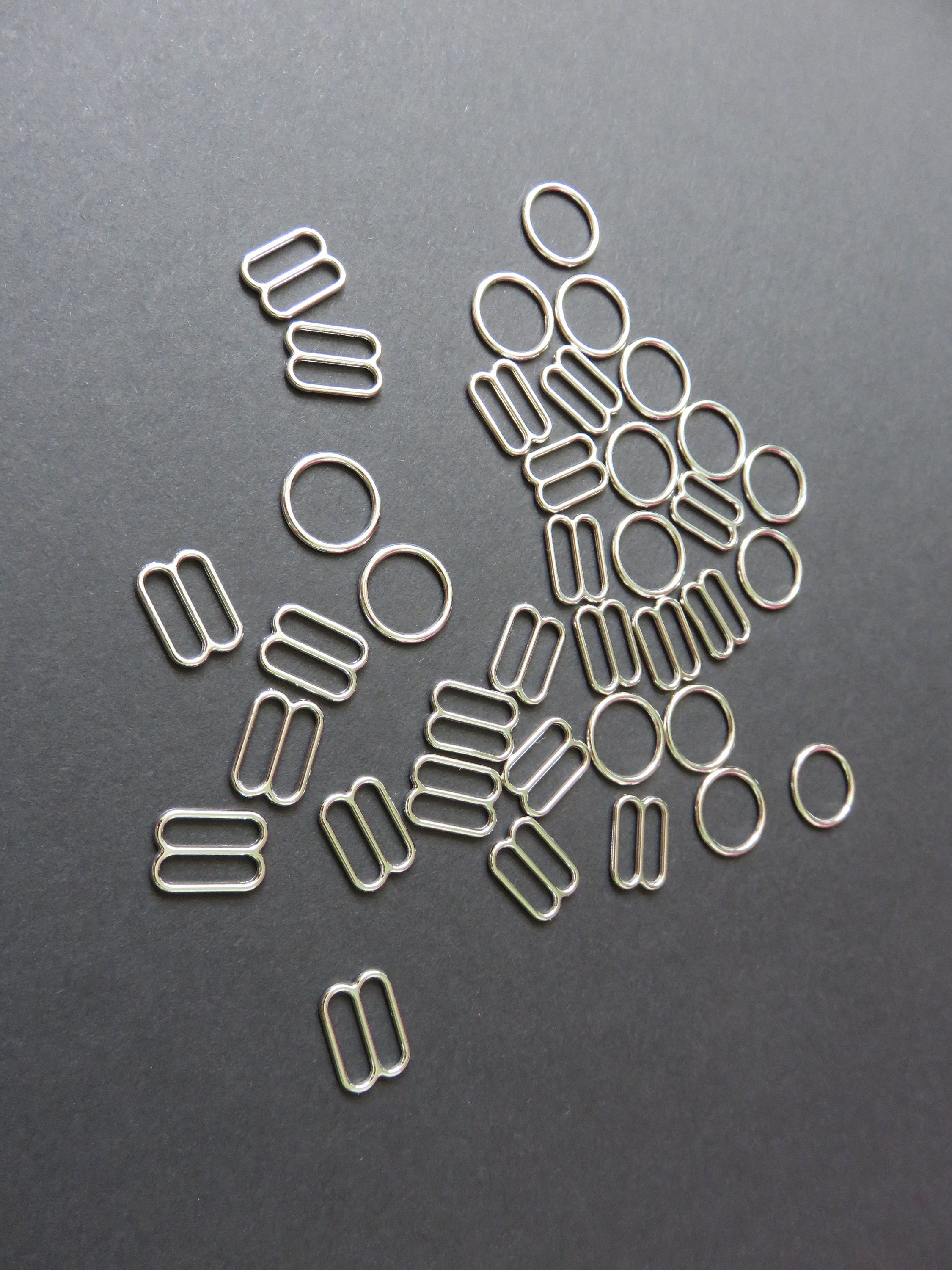 10mm SILVER Colour Bra Rings and Sliders 10mm, 3/8 Metal Alloy
