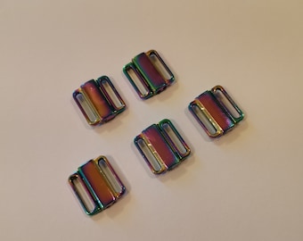 1 piece-1/2"(12mm)-Rainbow Metal Front Closing,Bikini Clasp,Clicker,Closure,Bra Making,Lingerie Sewing,Swimsuit,Swimwear,Waterproof,Bikini