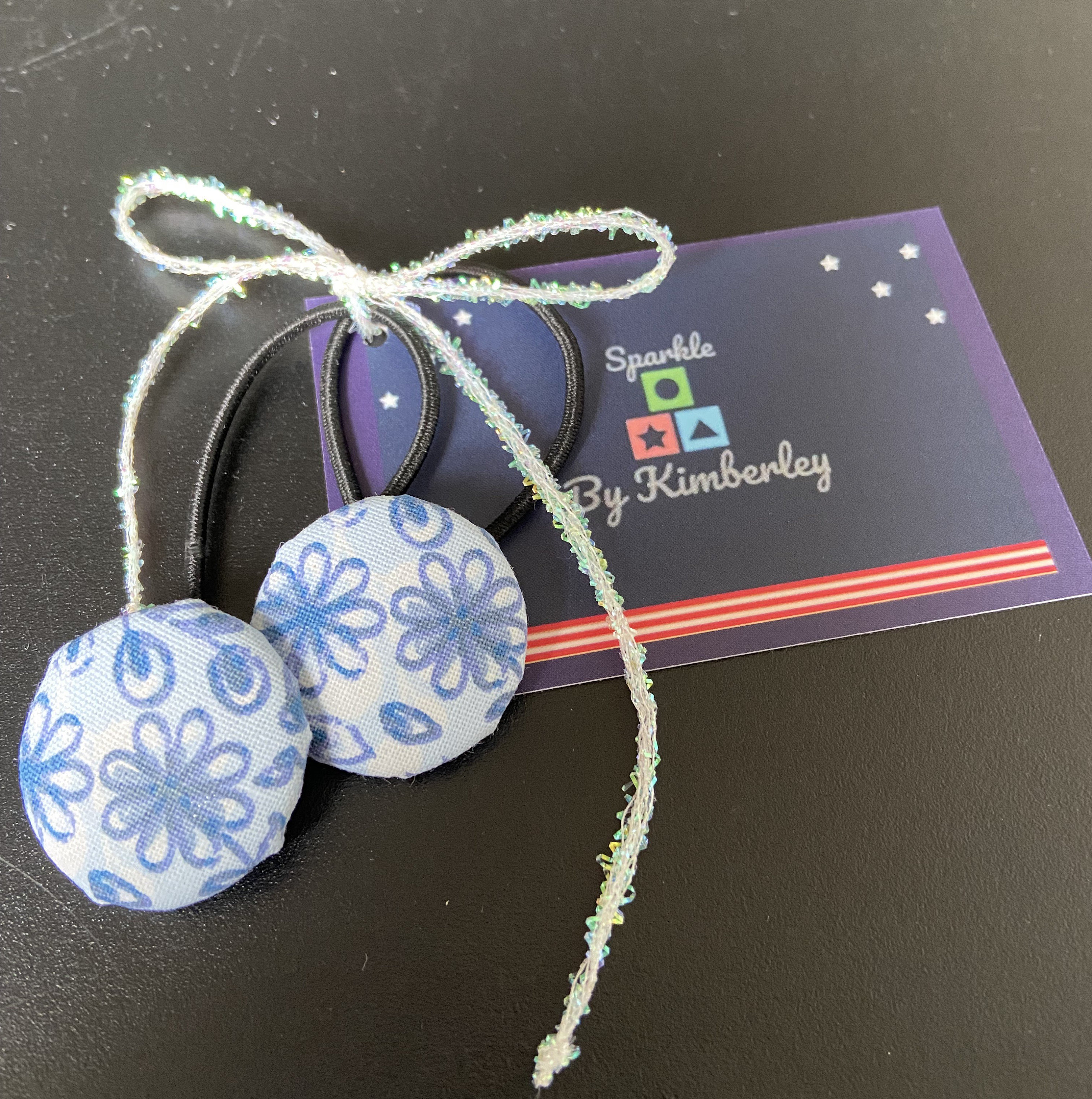 Floral button bobble/ button hair ties/ hair ties/ floral hair.