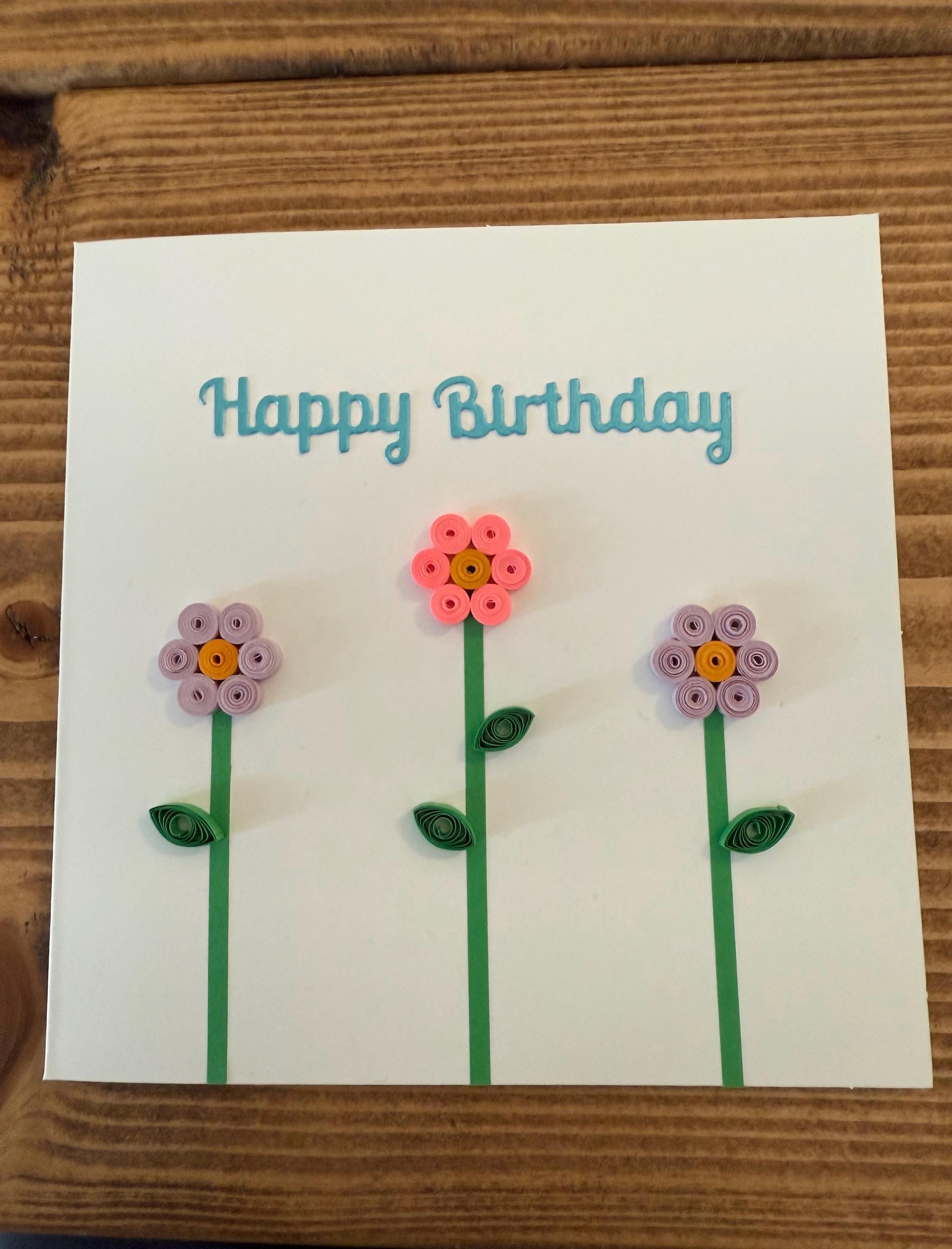 Handmade Quilled Flower Birthday Card – Happy Birthday
