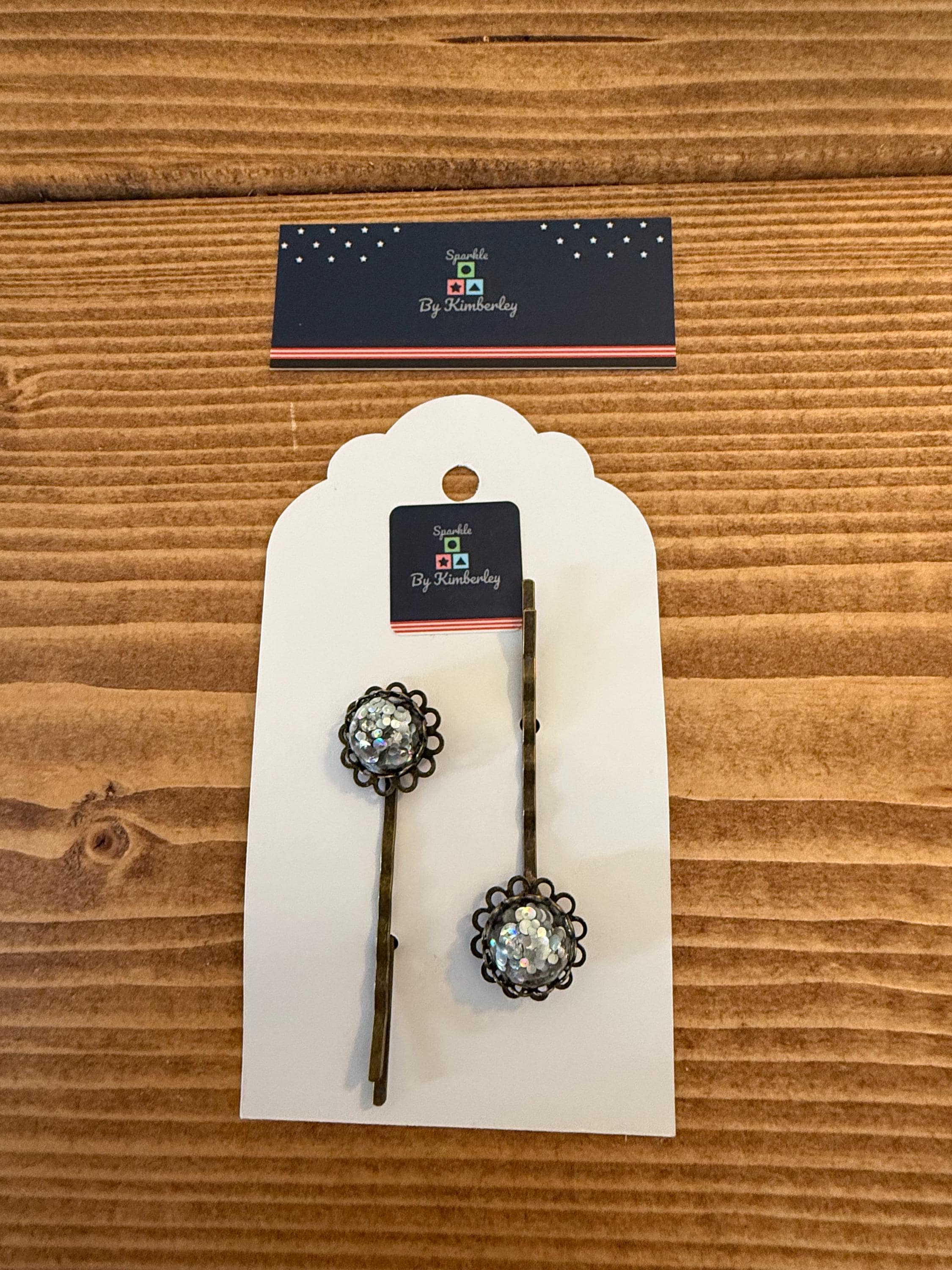Silver glitter Hair Grips, Handmade Resin Bobby Pins, Antique Bronze Vintage Hair Accessories, Hair Clips, Gift for