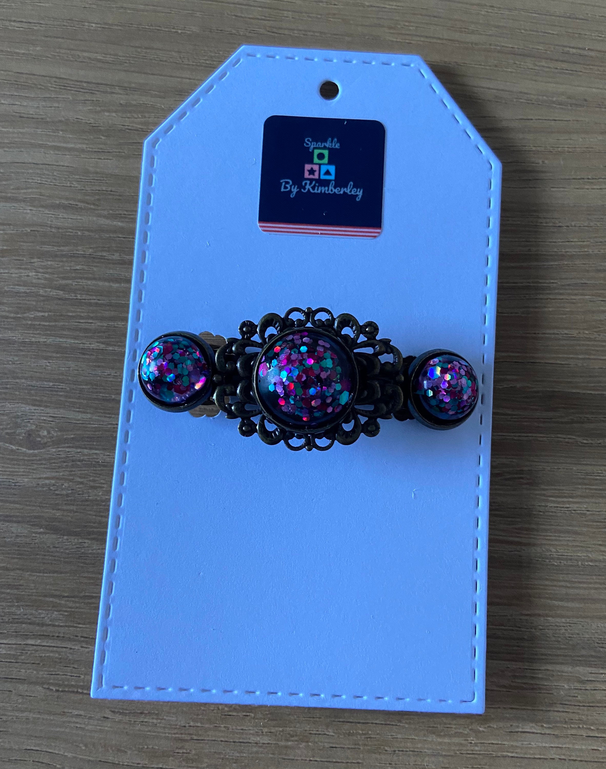 Pink/ turquoise glitter hair clip/ beautiful hair clip