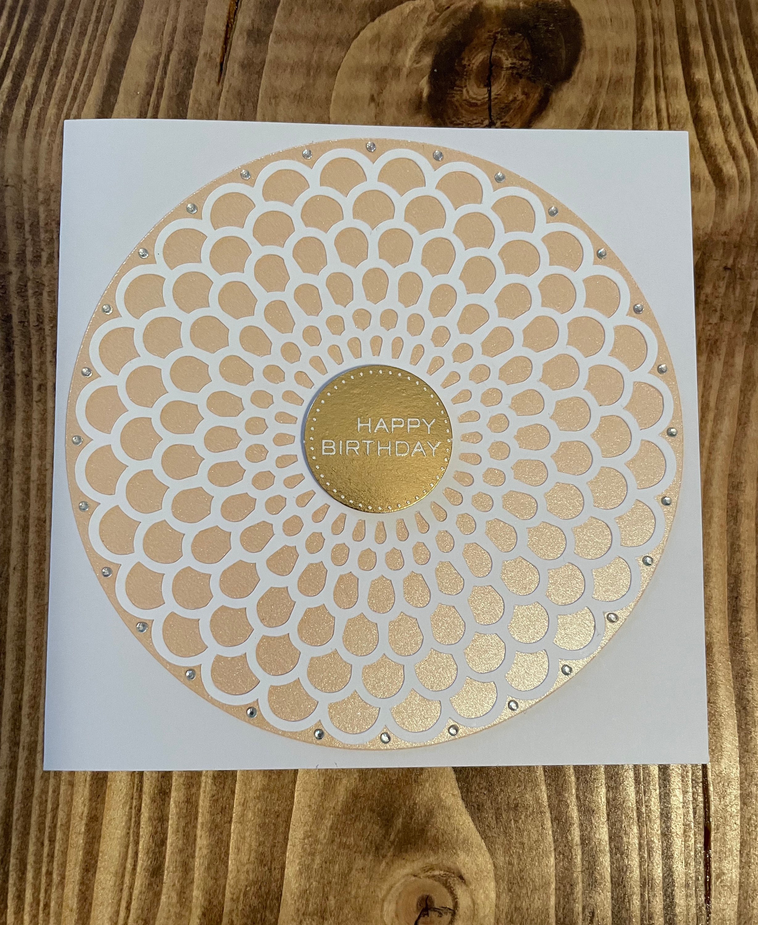 Scallop circle Happy Birthday card / handmade card