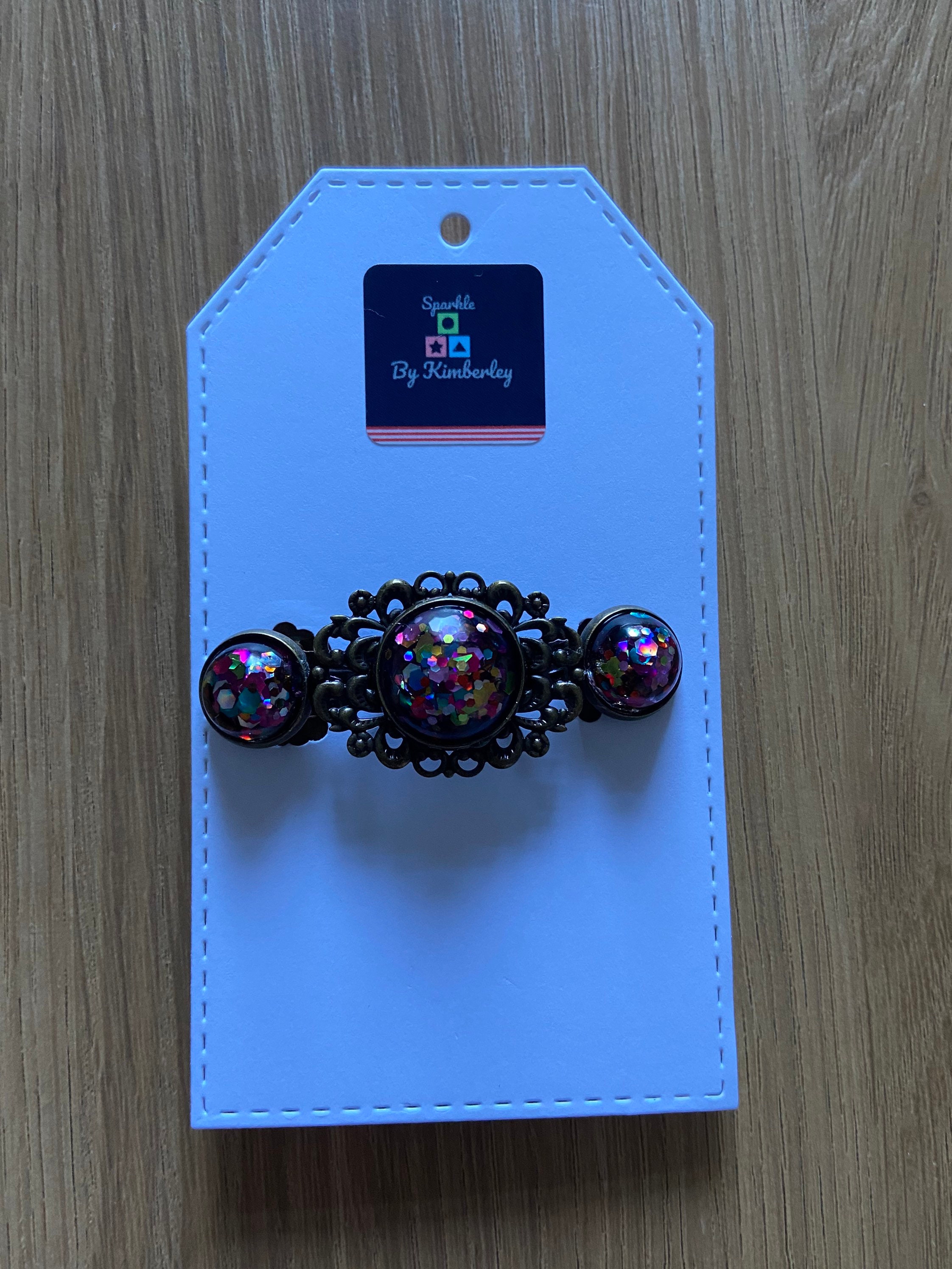 Rainbow Glitter Sparkle hair clip