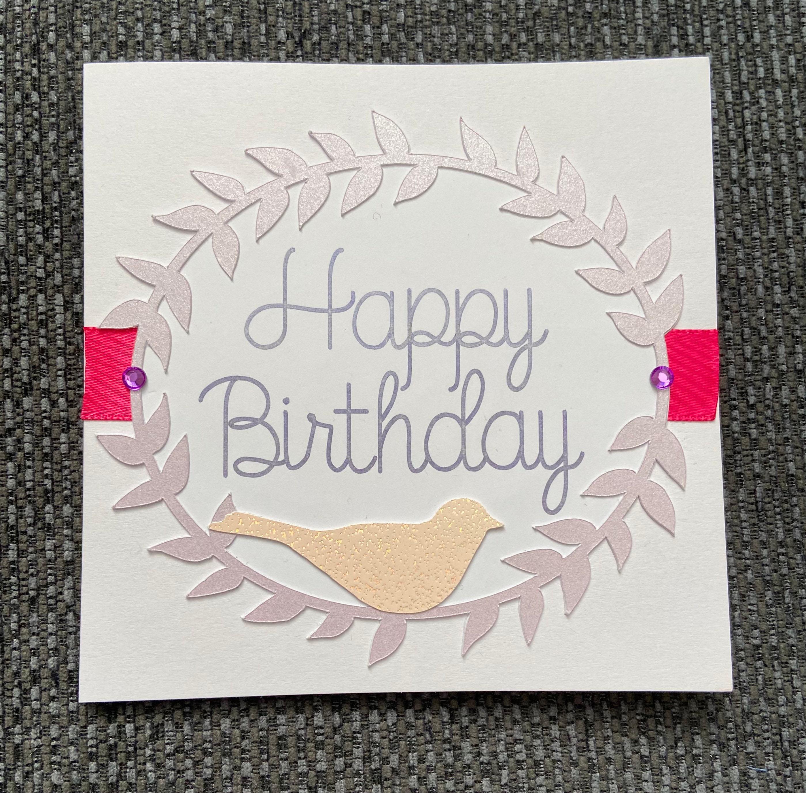 Bird wreath card/Birthday card/for her.