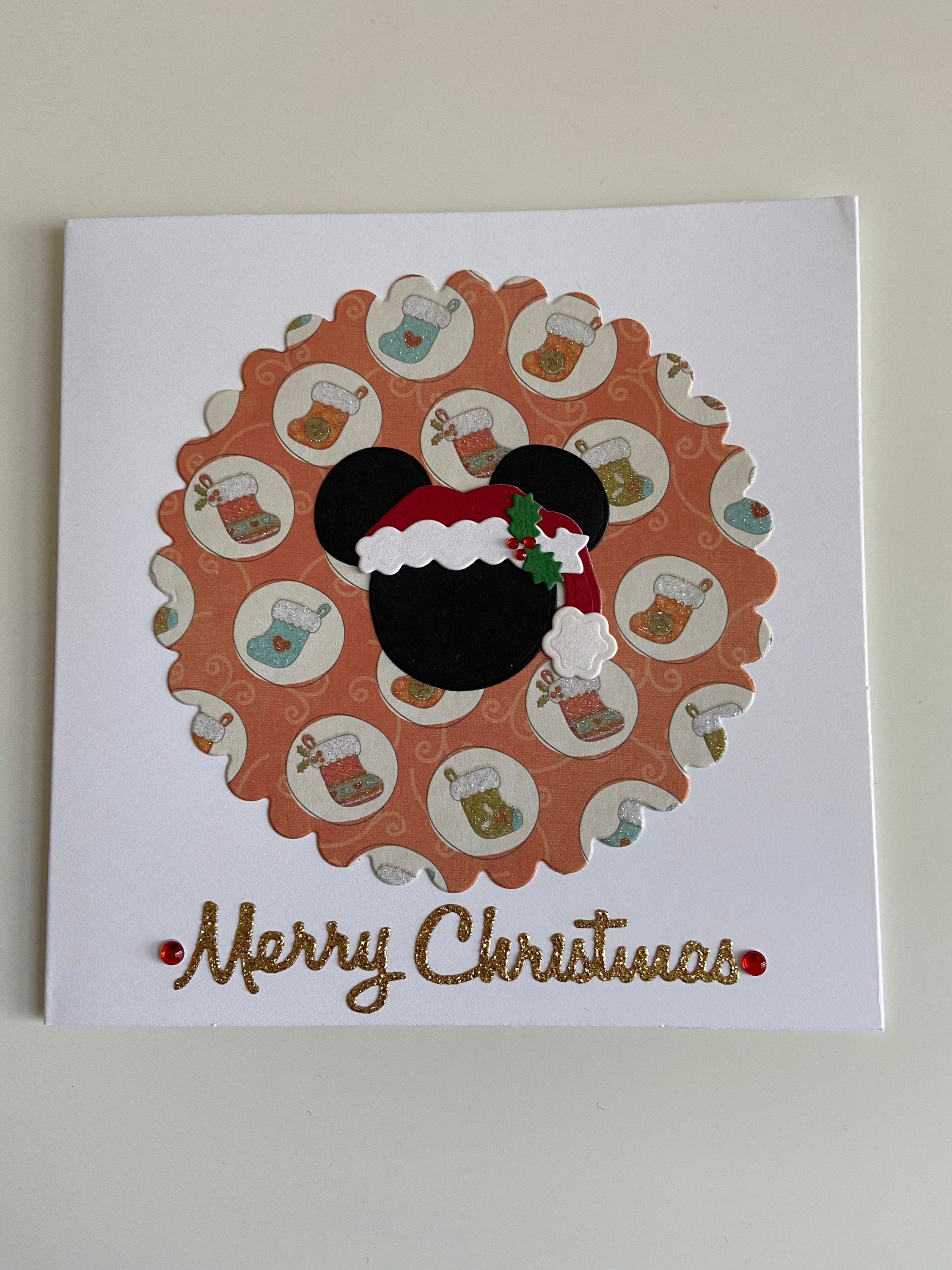 Mickey Inspired Christmas stocking card.