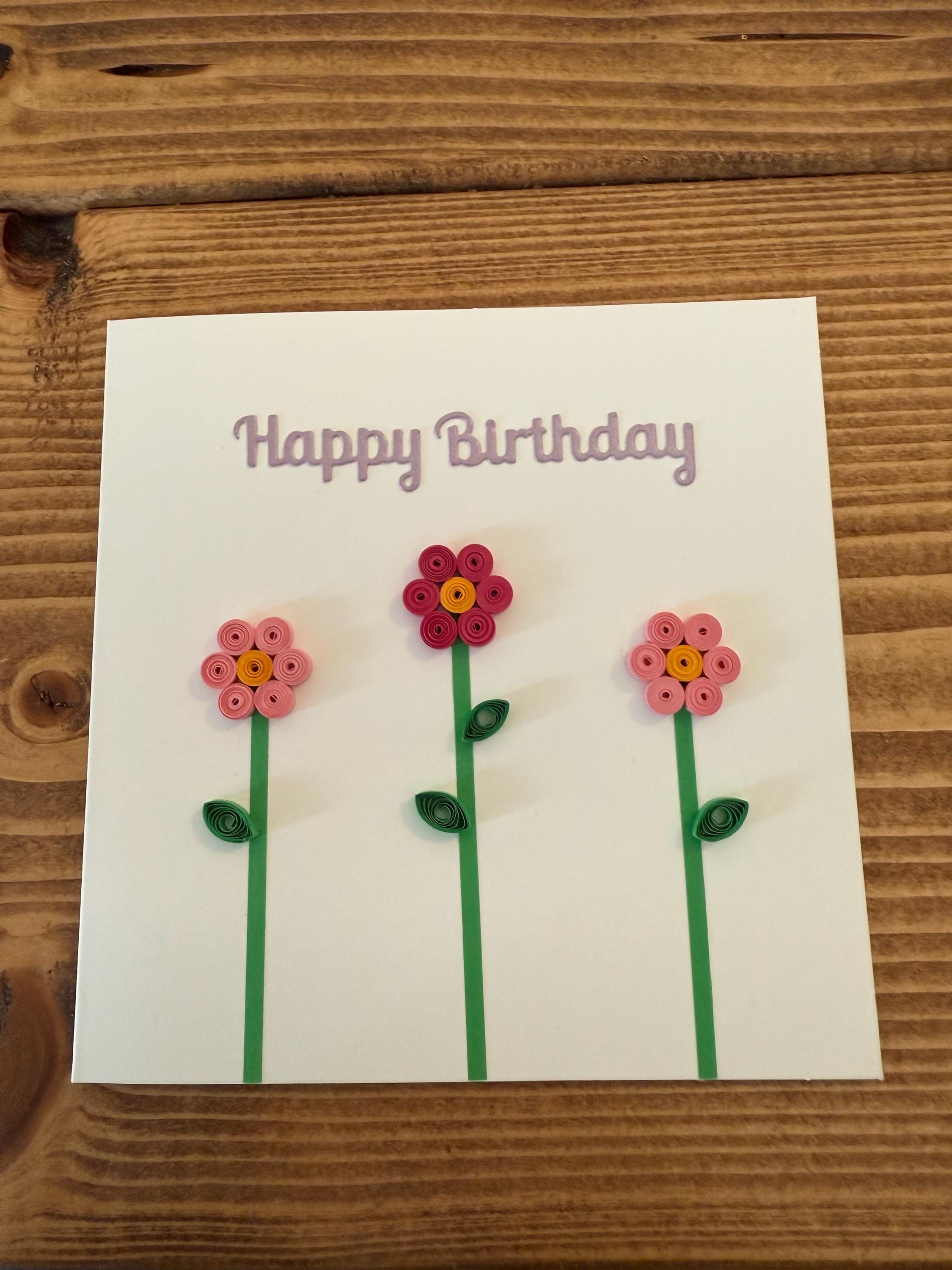 Handmade Quilled Flower Birthday Card – Happy Birthday