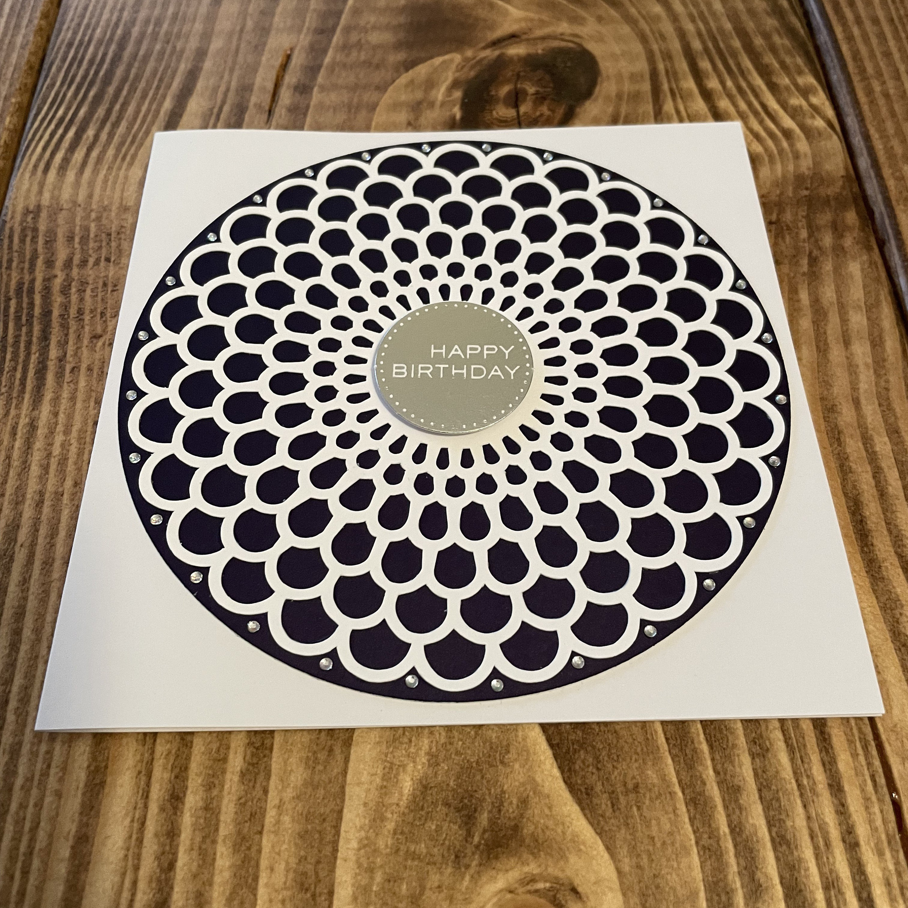 Scallop circle Happy Birthday card / handmade card