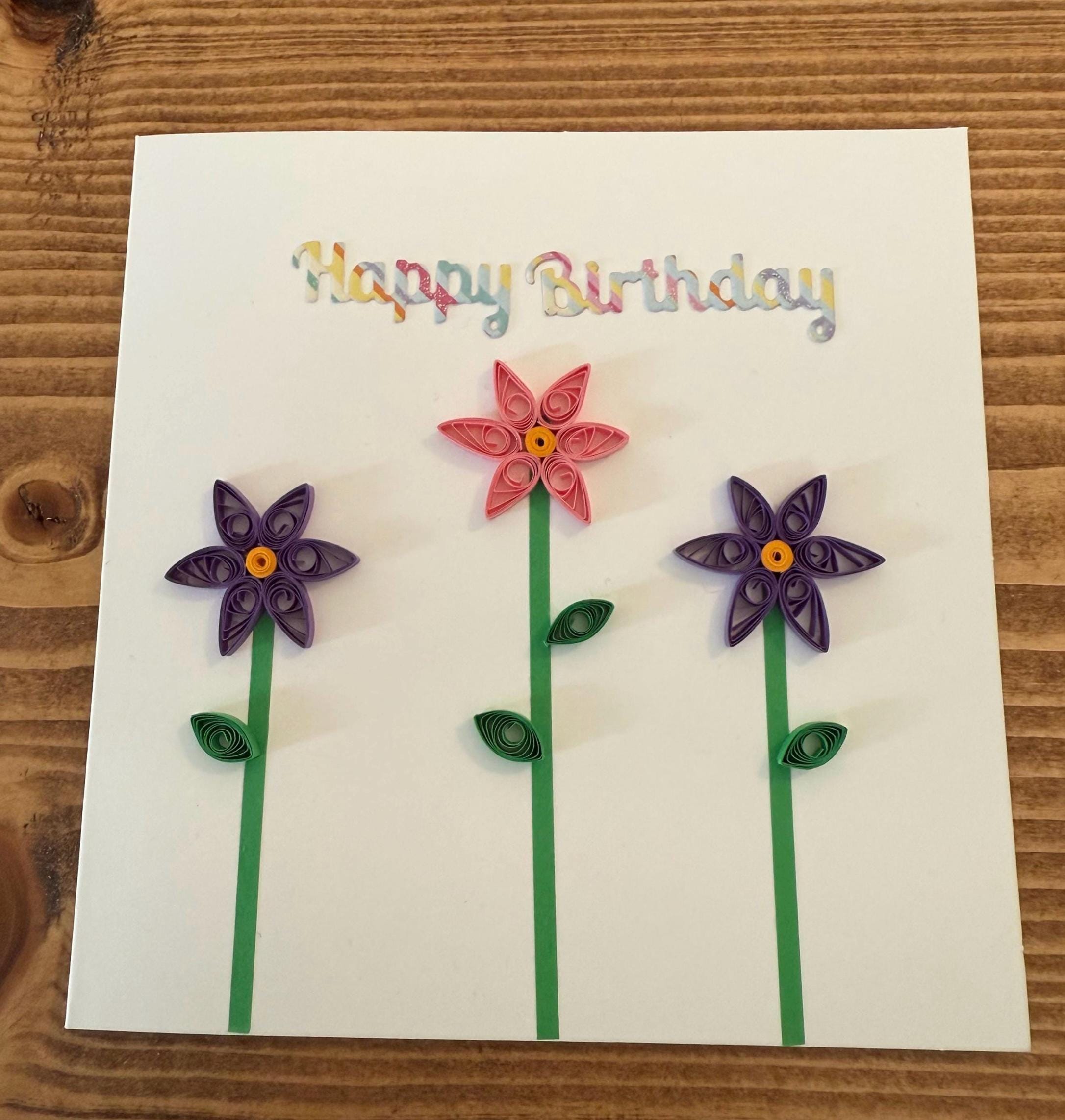 Handmade Quilled Flower Birthday Card – Happy Birthday