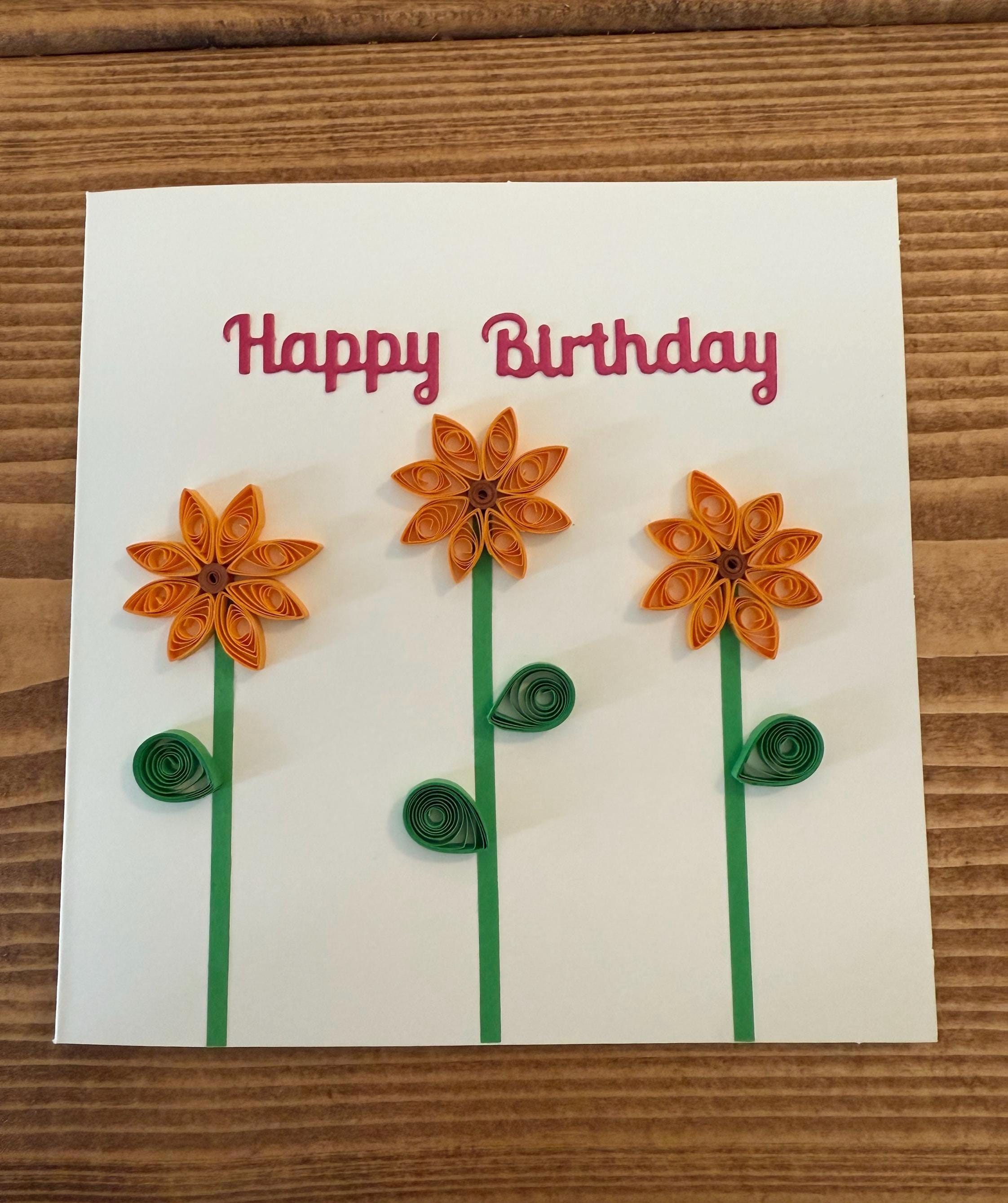 Handmade Quilled Flower Birthday Card – Happy Birthday