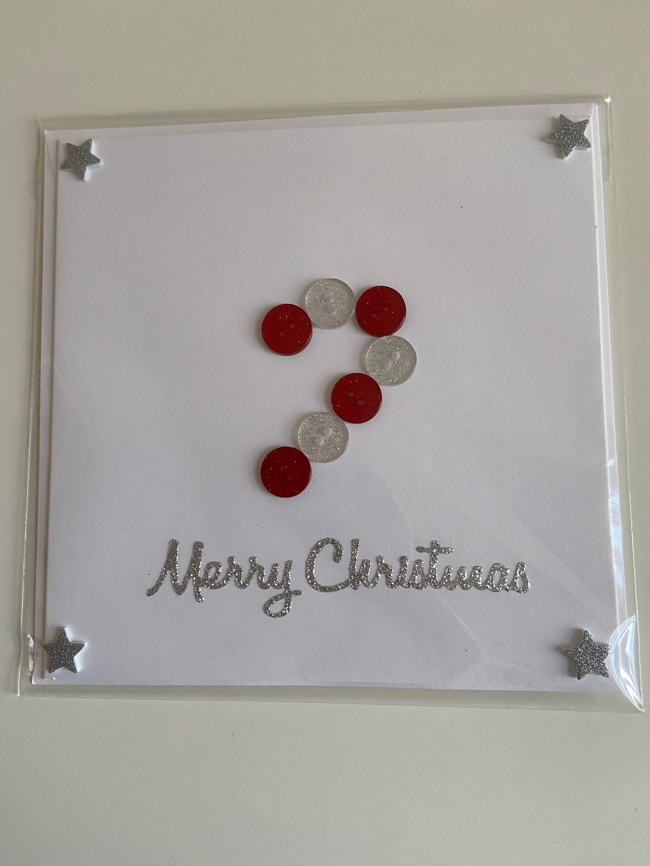 Candy cane button Christmas card