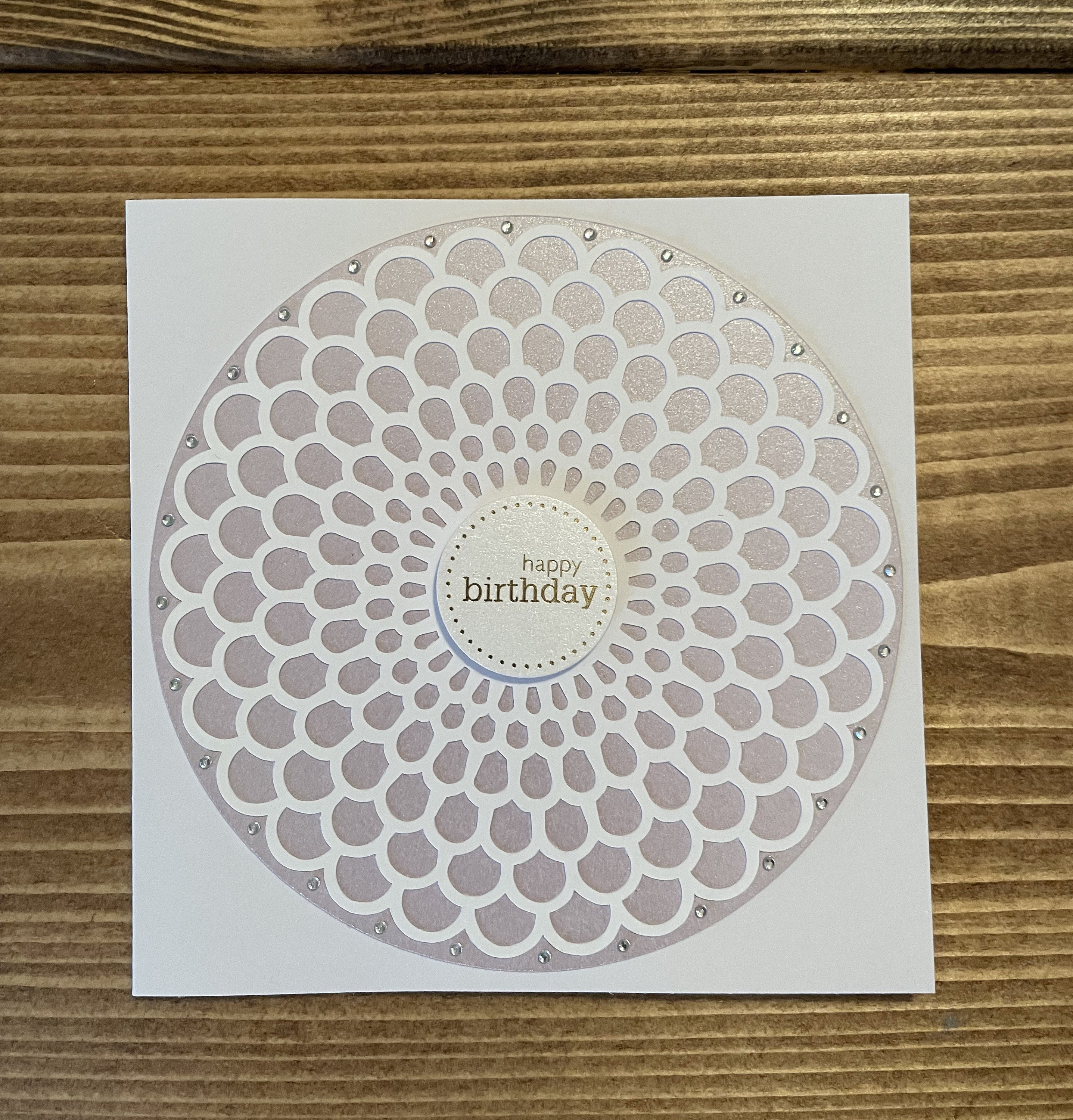 Scallop circle Happy Birthday card / handmade card