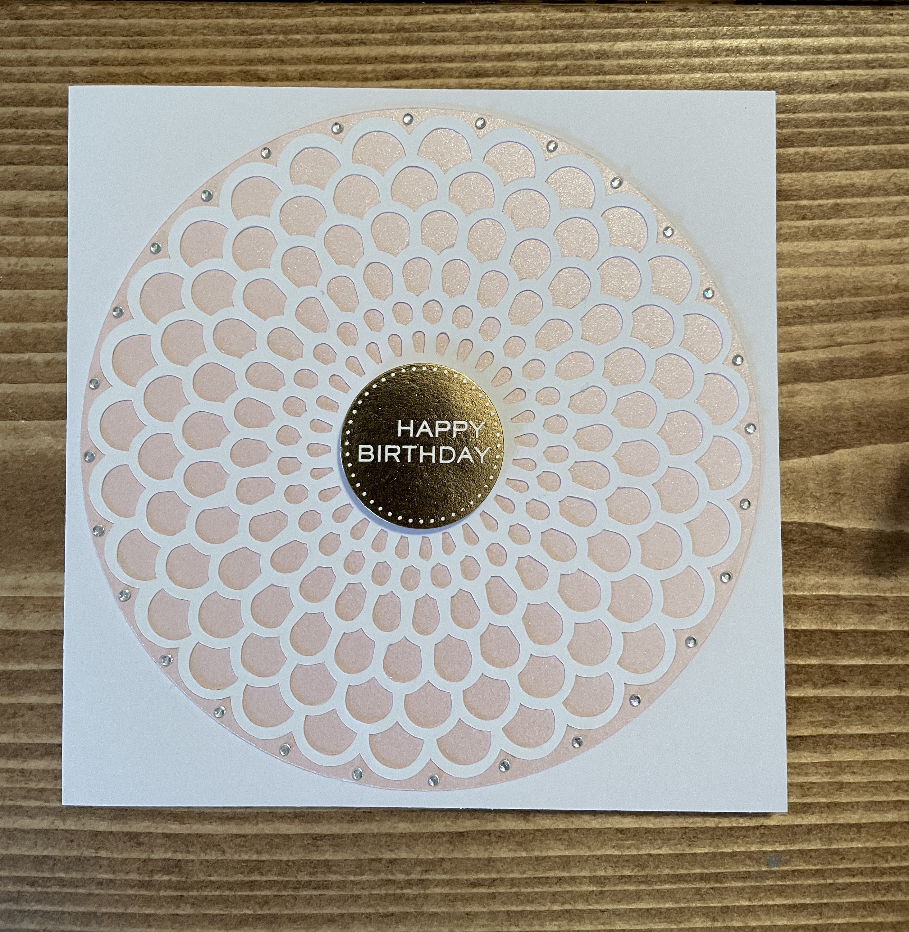 Scallop circle Happy Birthday card/ handmade card.