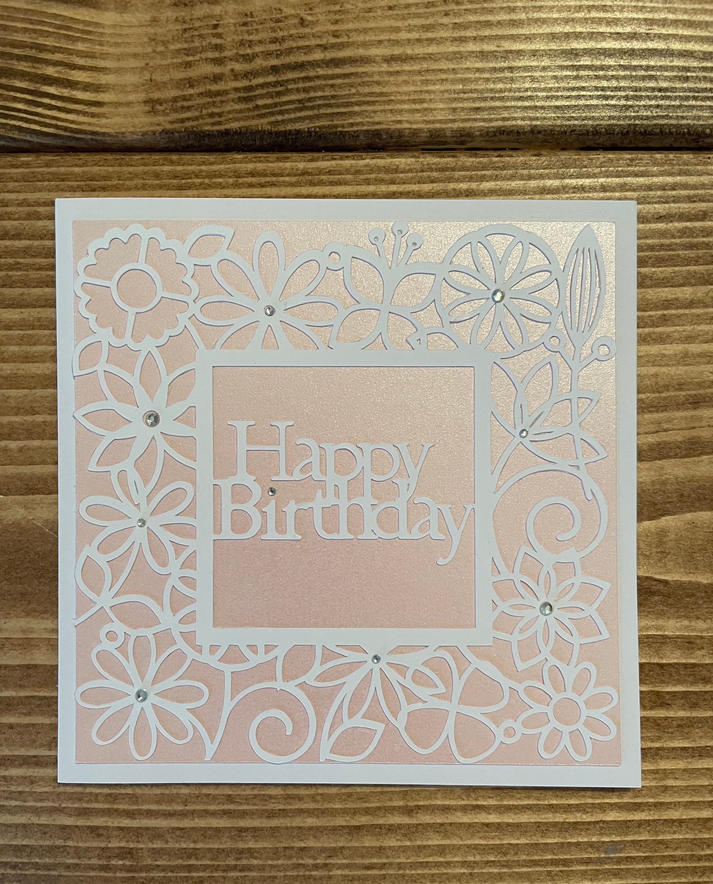 Floral frame birthday card/ handmade card
