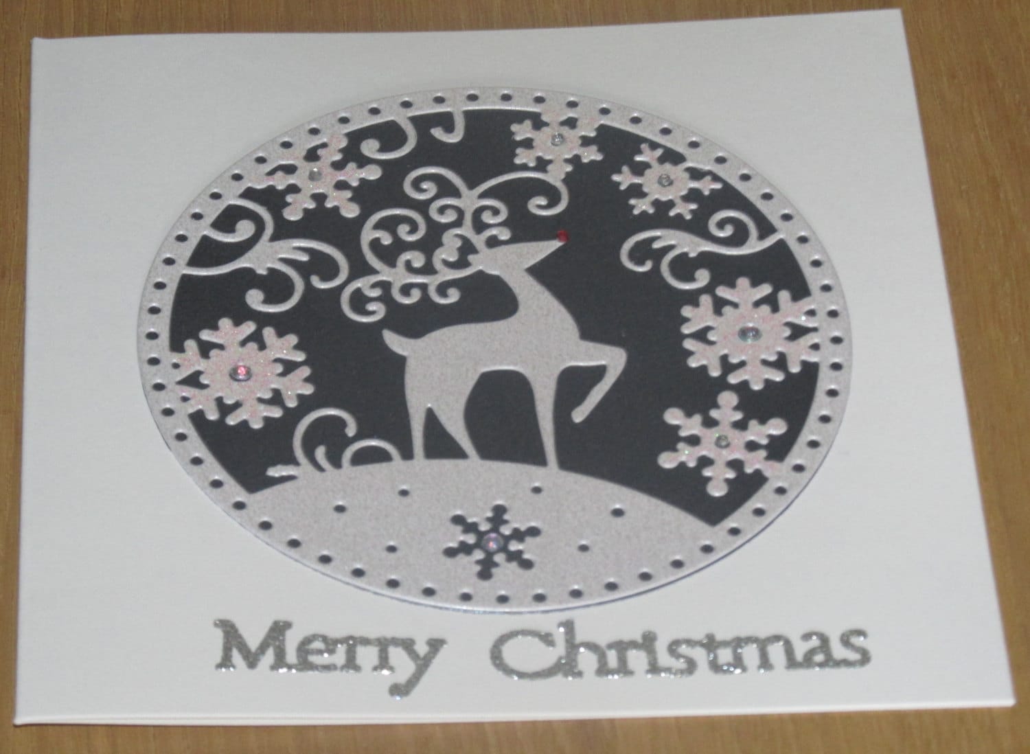 Reindeer Handmade Christmas card.