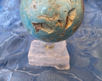 Blue Aragonite ball, sphere (6)