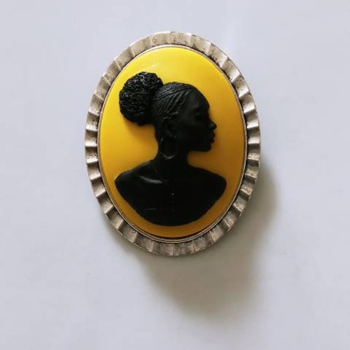 Elegant Black Woman Cameo Brooch Etsy