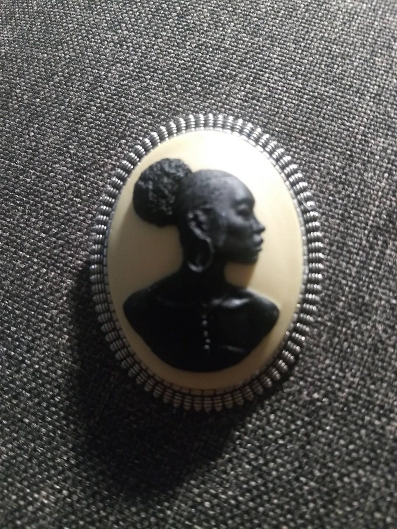 Elegant Black Woman Cameo Brooch Etsy