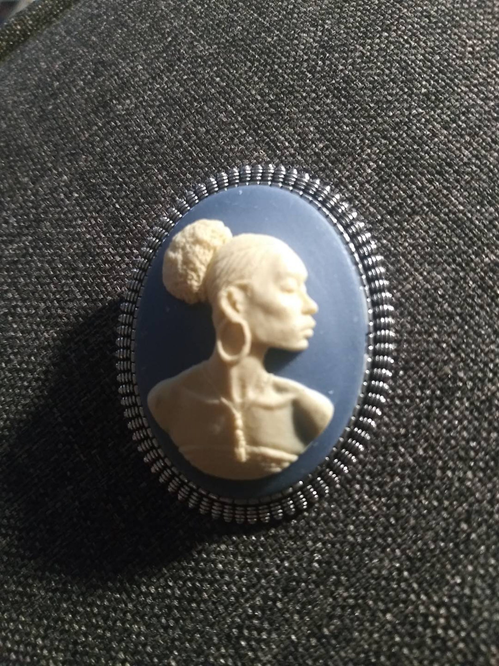 Elegant Black Woman Cameo Brooch Etsy